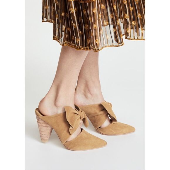 Ulla Johnson Heel Suede Lucia Bow Mule - Picture 1 of 9